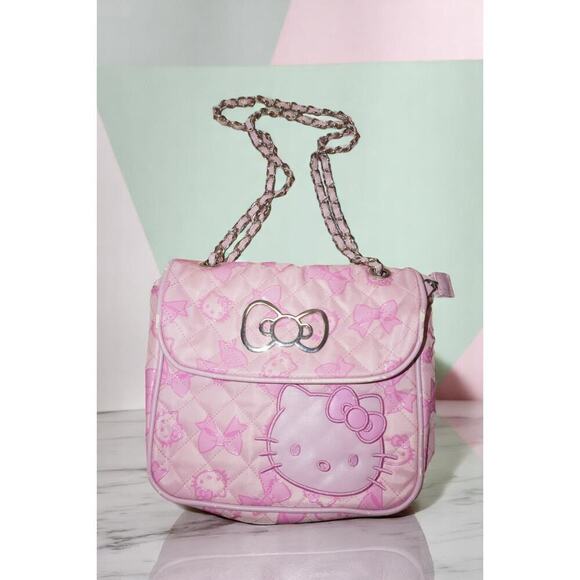 Hello Kitty Pink Quilted Shoulder Bag & Matching Wallet Set – Bow Print – Read - Picture 2 of 15